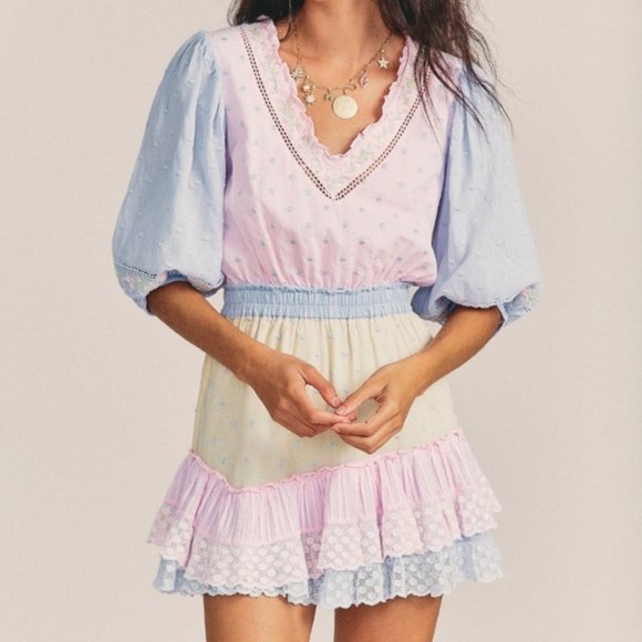 LoveShackFancy Dresses & Skirts - NWT Love Shack Fancy Adley Polka Dot Ruffle Mini Dress Size XL